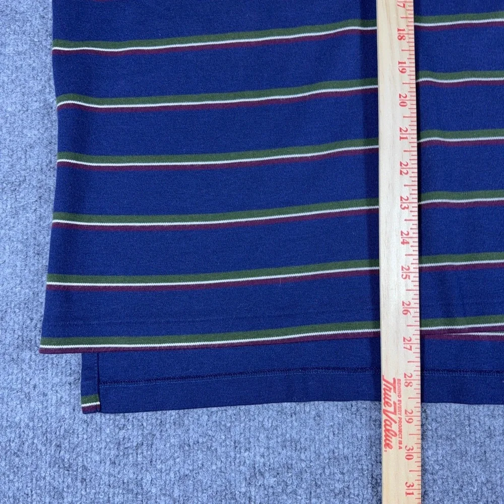 Polo Ralph Lauren Mens Large Navy Blue Striped Short Sleeve Cotton Polo Shirt
